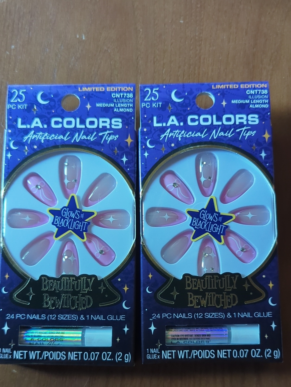 L.A. COLORS Pink Almond Glow-in-Blacklight Artificial Tips Beautifully Bewitched